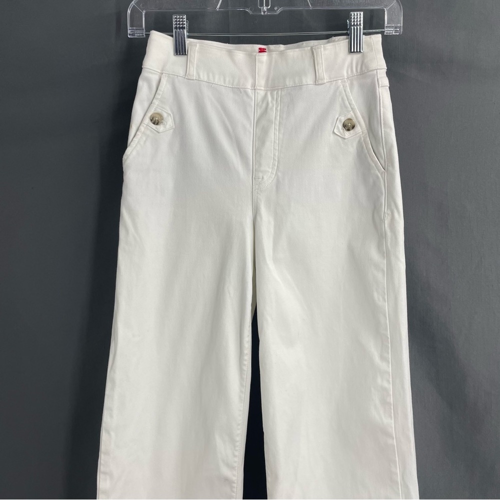 SPANX Stretch Twill Cropped Wide Leg Bright White Comfort Business Casual Pant - Picture 6 of 12